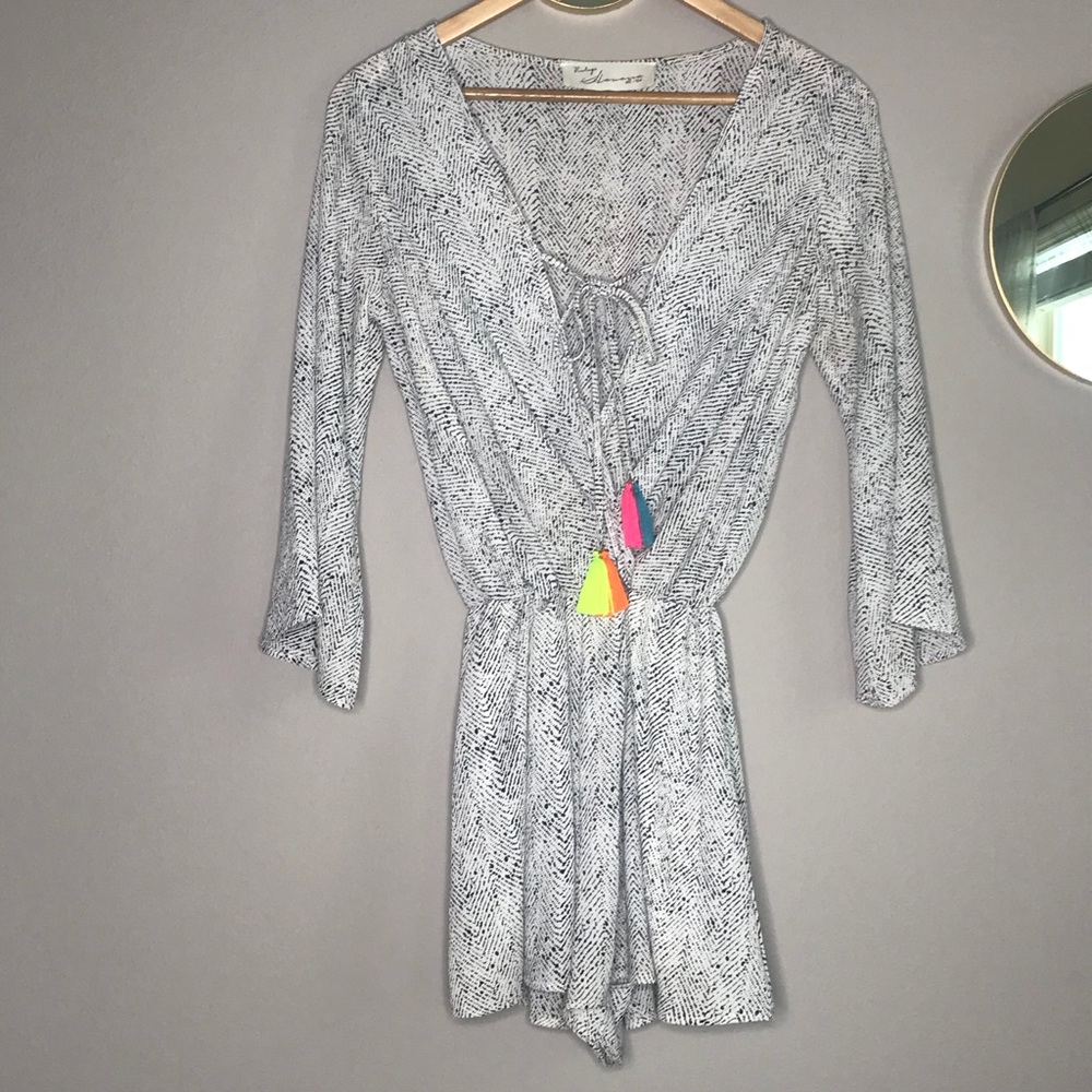 Vintage Havana Black & White Tassel Romper